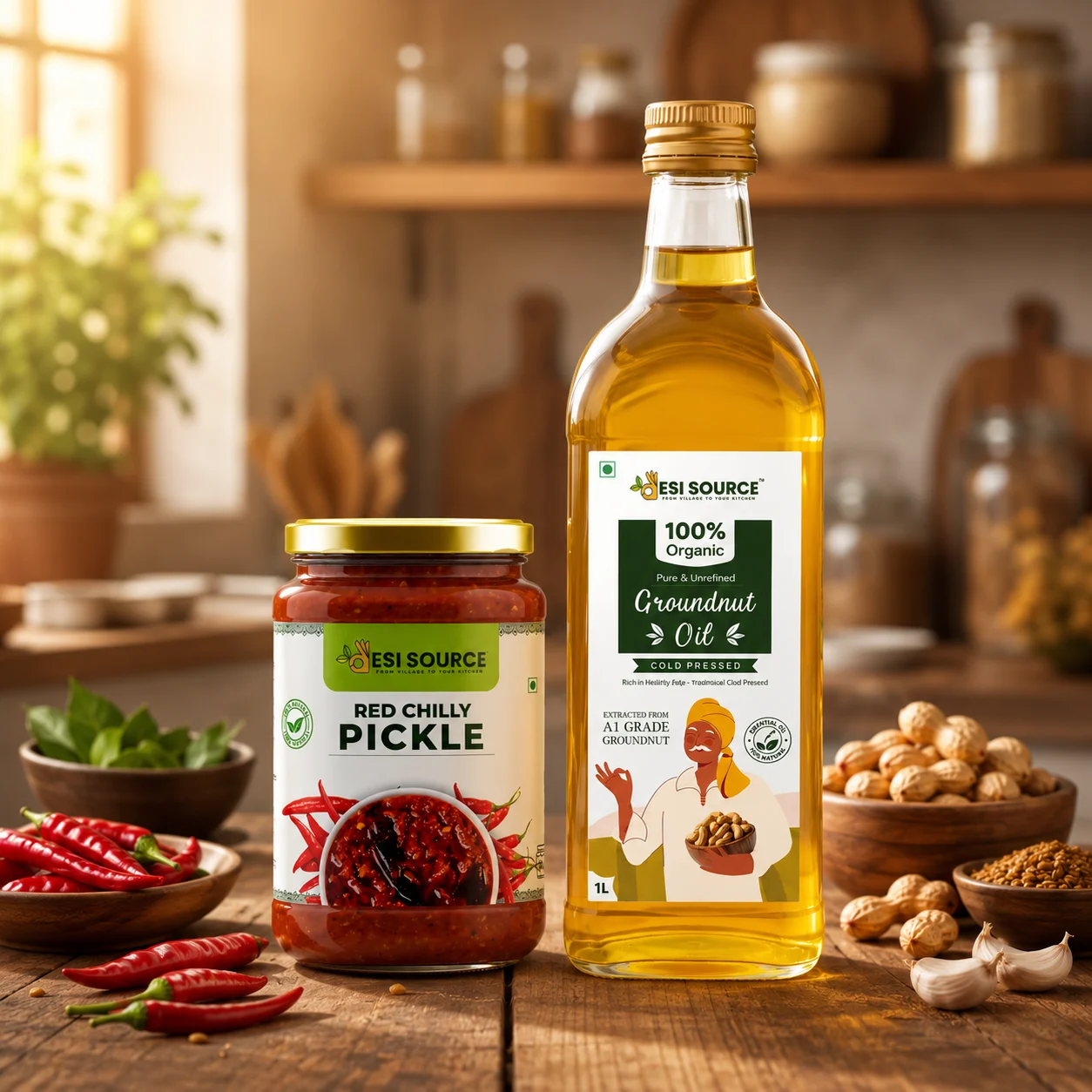 Daily Oil & Red Chilli Pickle Duo – Desi Source Cooking Combo