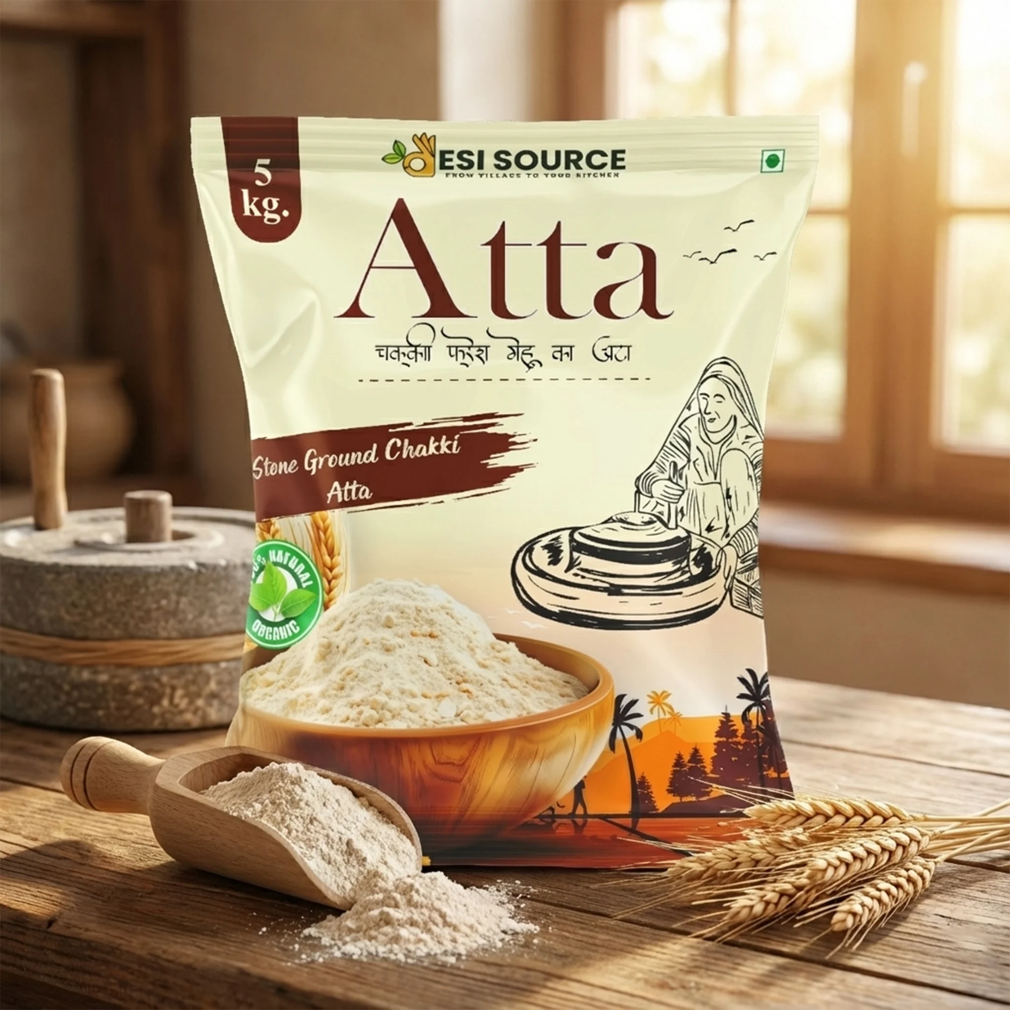 Stone Ground Chakki Fresh Wheat Atta