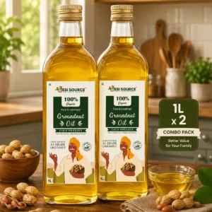 DesiSource Cold Pressed Groundnut Oil Combo (1L × 2) | 100% Pure & Unrefined | Chemical Free | Everyday Family Pack