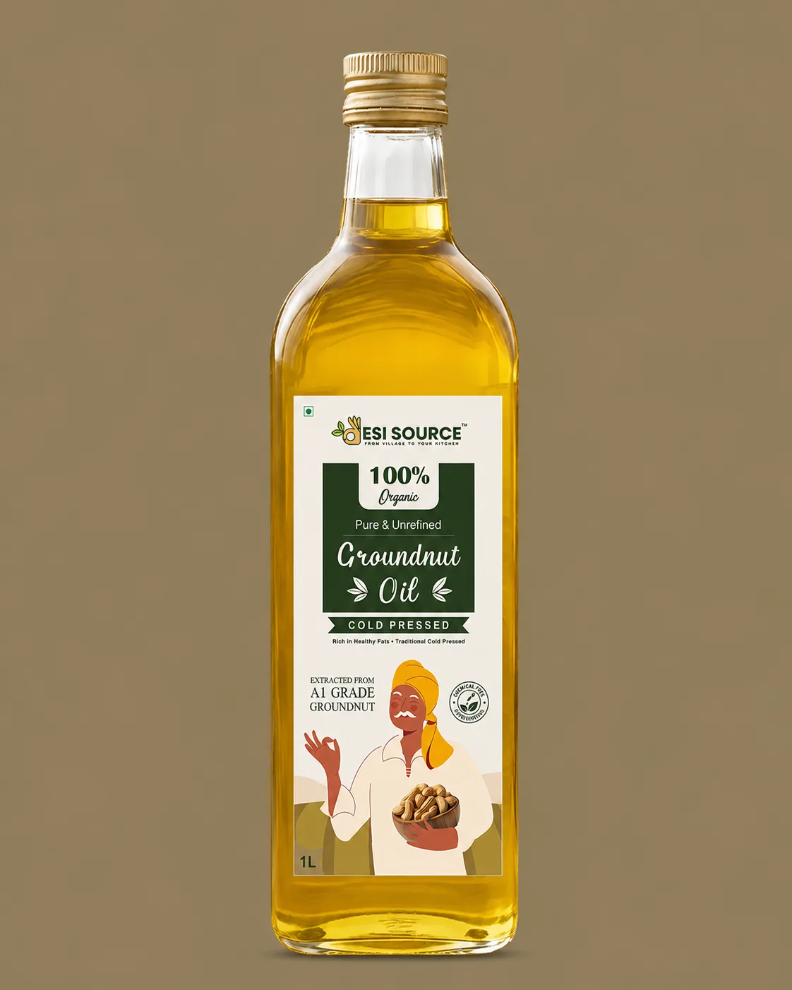 Desisource Groundnut (Peanut) Oil 1L | 100% Pure, Unrefined & Cold-pressed